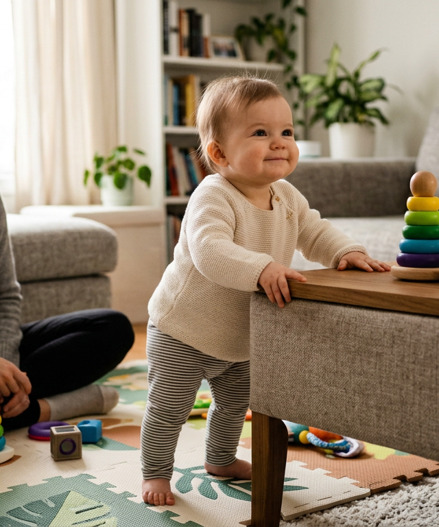 Month 10: Pull-to-Stand Cruising Setup — Baby (0–12 months) activity for ages 9–10 months (indoor, 10 min)