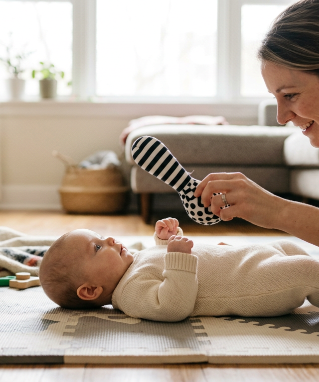 Month 3: High-Contrast Visual Tracking — Baby (0–12 months) activity for ages 2–3 months (indoor, 10 min)