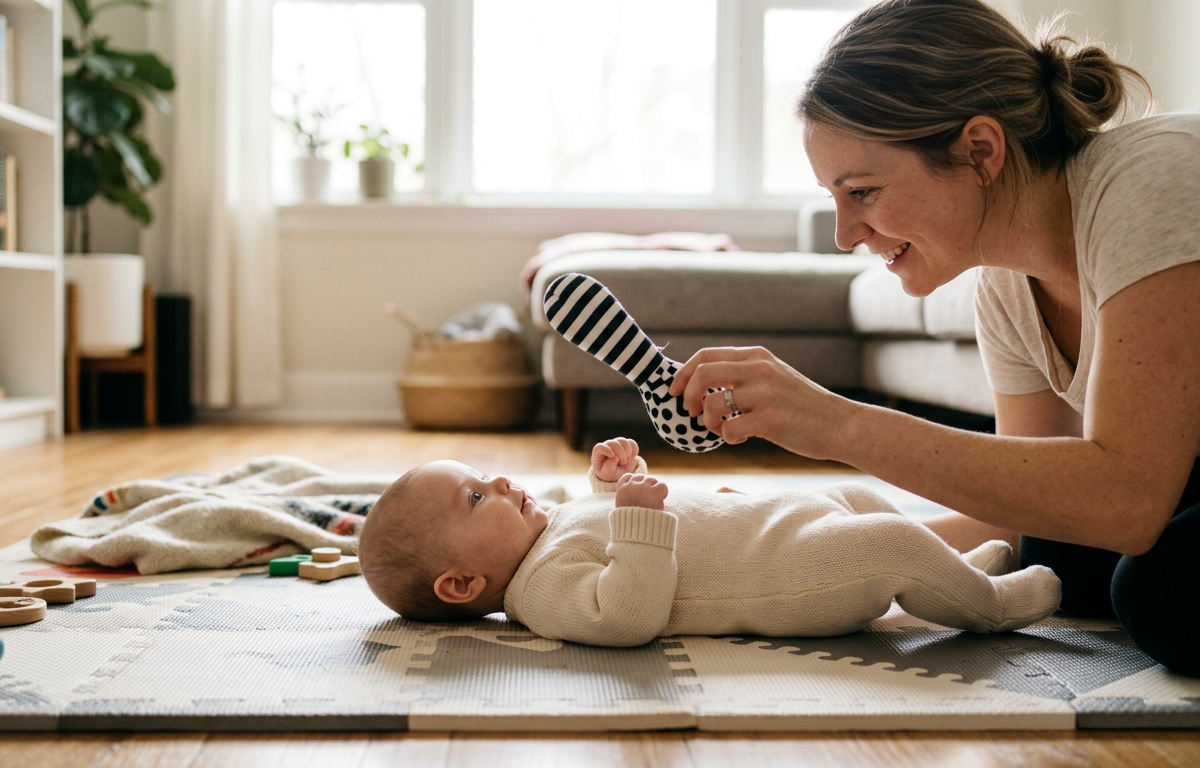 Month 3: High-Contrast Visual Tracking — Baby (0–12 months) activity for ages 2–3 months (indoor, 10 min)