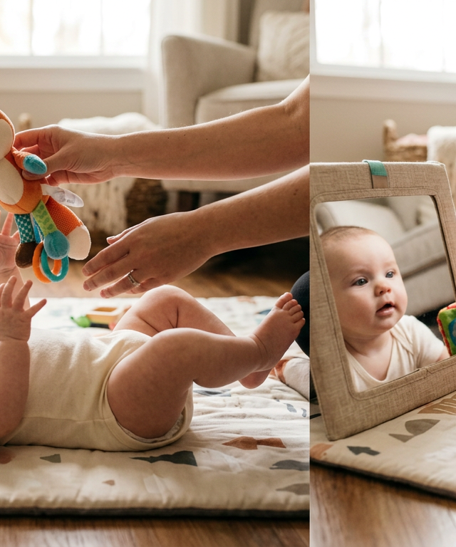 Month 4: Reach, Grab & Roll Practice — Baby (0–12 months) activity for ages 3–4 months (indoor, 10 min)