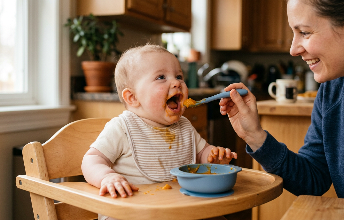 Month 6: First Foods Sensory Exploration — Baby (0–12 months) activity for ages 5–6 months (indoor, 15 min)