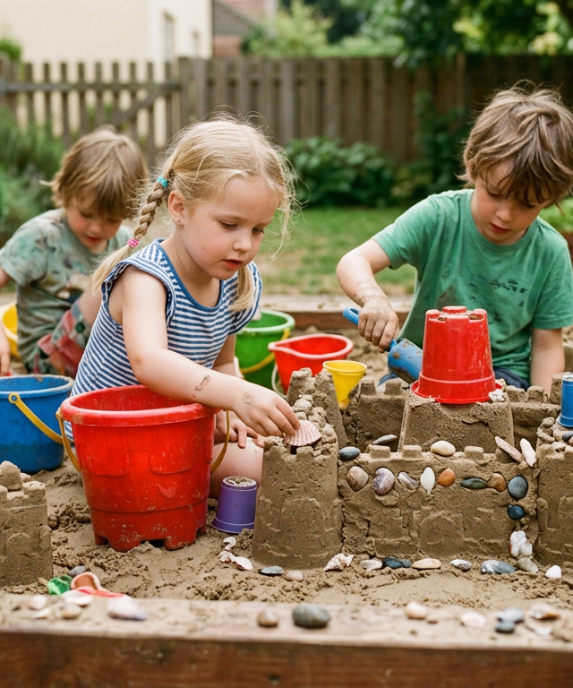 Beach Bucket Castle Engineering — Water Play activity for ages 4–8 years (outdoor, 30 min)