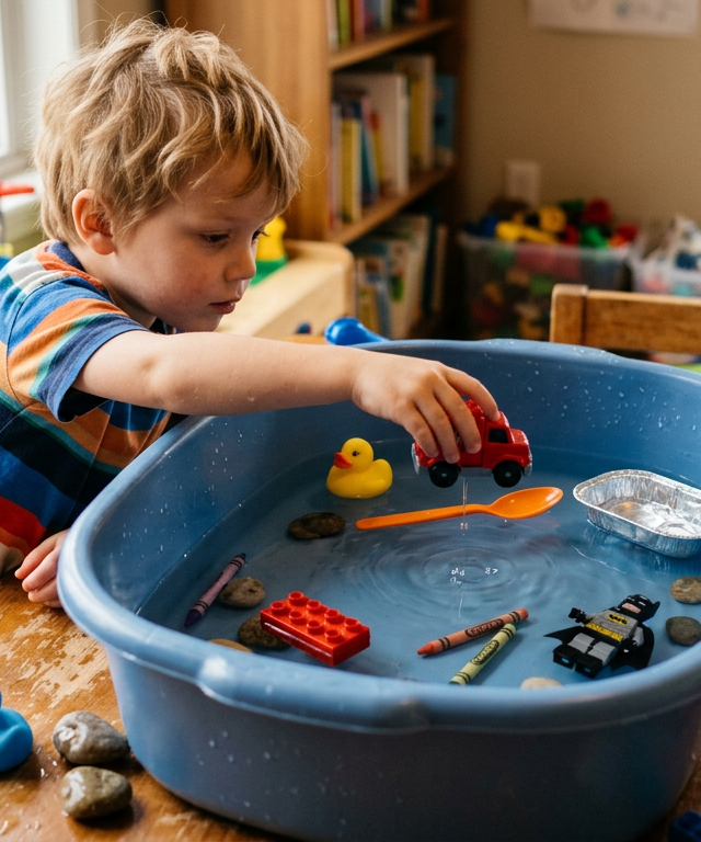Dish Tub Sink-or-Float Lab — Water Play activity for ages 3–7 years (indoor, 25 min)