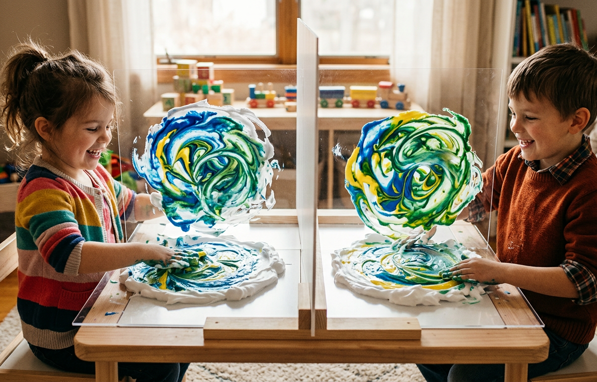 Double-Sided Giant Back to Back Shaving Cream Tapestry — Arts & Crafts activity for ages 5–10 years (indoor, 45 min)