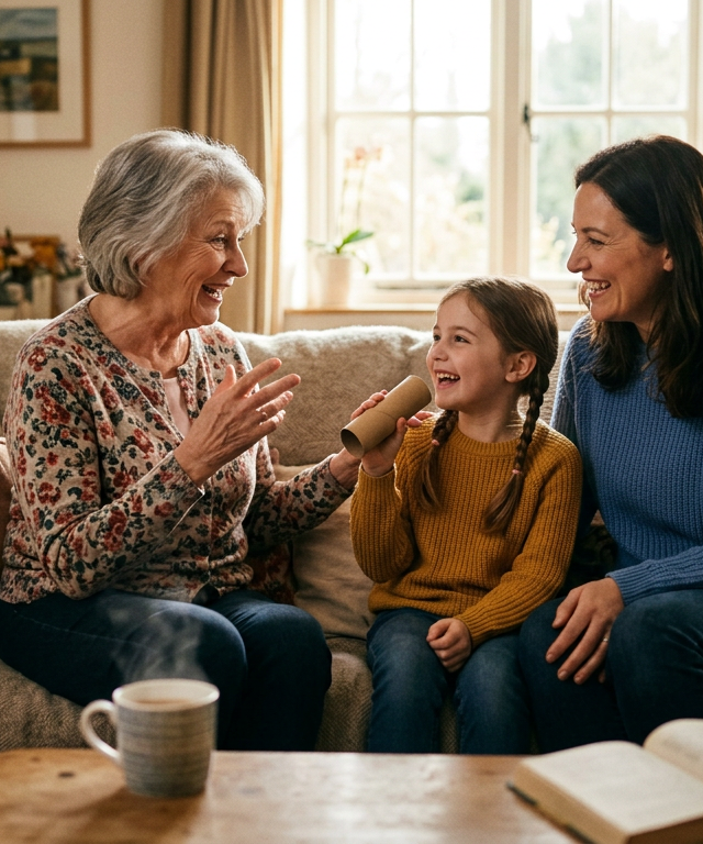 Family History Mini-Interview — Conversation & Connection activity for ages 3–12 years (indoor, 20 min)