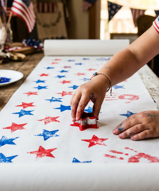 Fourth of July Star Stamp Banner — Holidays & Seasons activity for ages 4–8 years (indoor, 30 min)