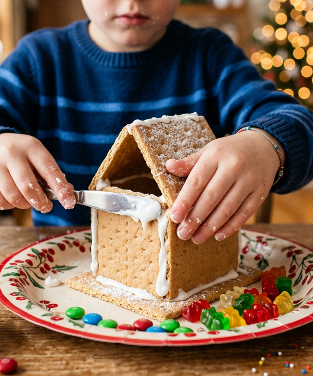 Graham Cracker Gingerbread House — Holidays & Seasons activity for ages 4–10 years (indoor, 30 min)