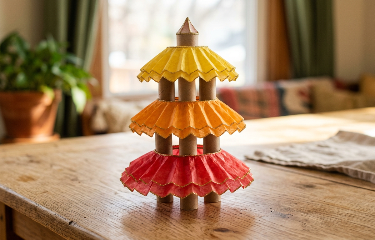 Glittering Liquid Watercolor Coffee Filter Pagodas — Arts & Crafts activity for ages 6–10 years (indoor, 60 min)