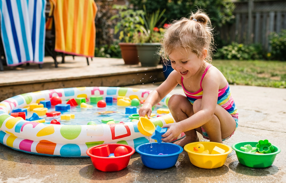 Kiddie Pool Scoop-and-Sort — Water Play activity for ages 2–5 years (outdoor, 25 min)