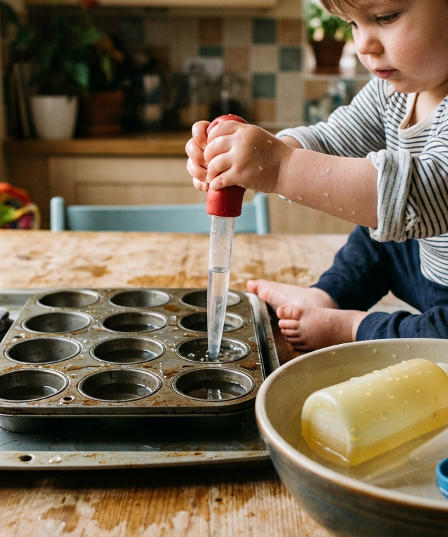 Muffin Tin Water Transfer Drop — Water Play activity for ages 2–5 years (indoor, 25 min)