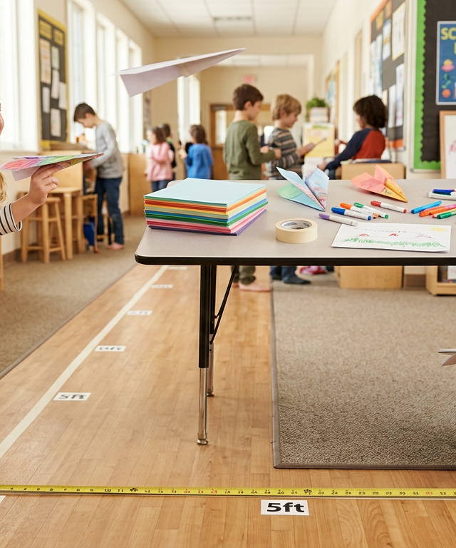 Paper Airplane Distance Lab — Science Experiments activity for ages 5–10 years (indoor, 30 min)