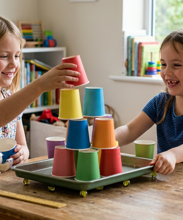 Paper Cup Tower Earthquake Test — Science Experiments activity for ages 5–9 years (indoor, 30 min)
