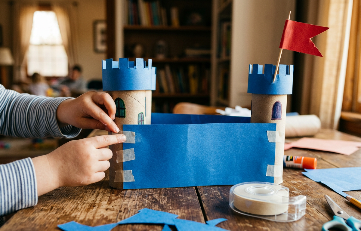 Recycled Cordboard Castle Turrets — Arts & Crafts activity for ages 5–9 years (indoor, 45 min)