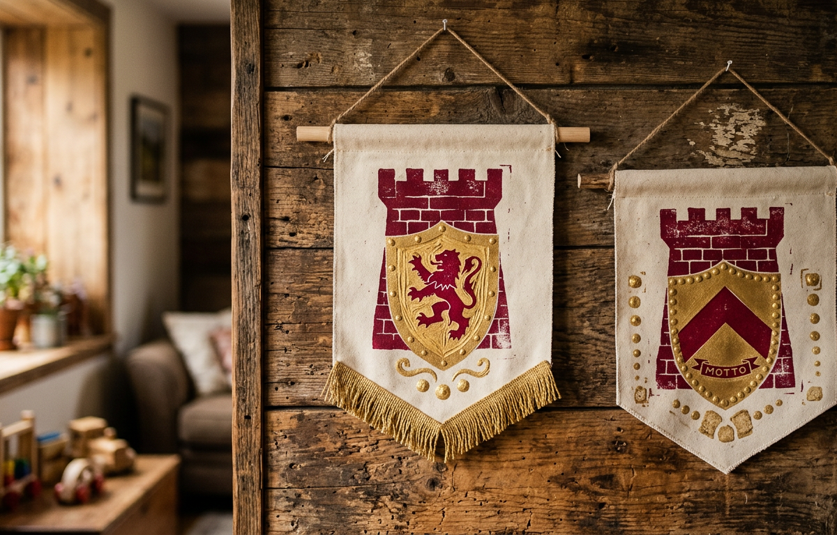 Royal Potato-Stamped Medieval Castle Banner Flags — Arts & Crafts activity for ages 6–11 years (indoor, 60 min)