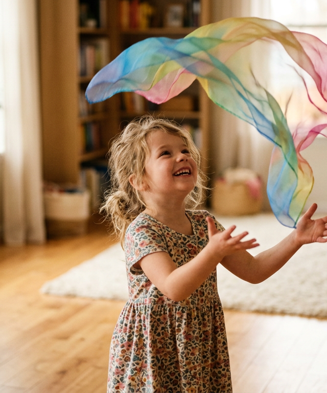 Scarf Tossing & Catching Flow — Movement activity for ages 3–8 years (indoor, 20 min)