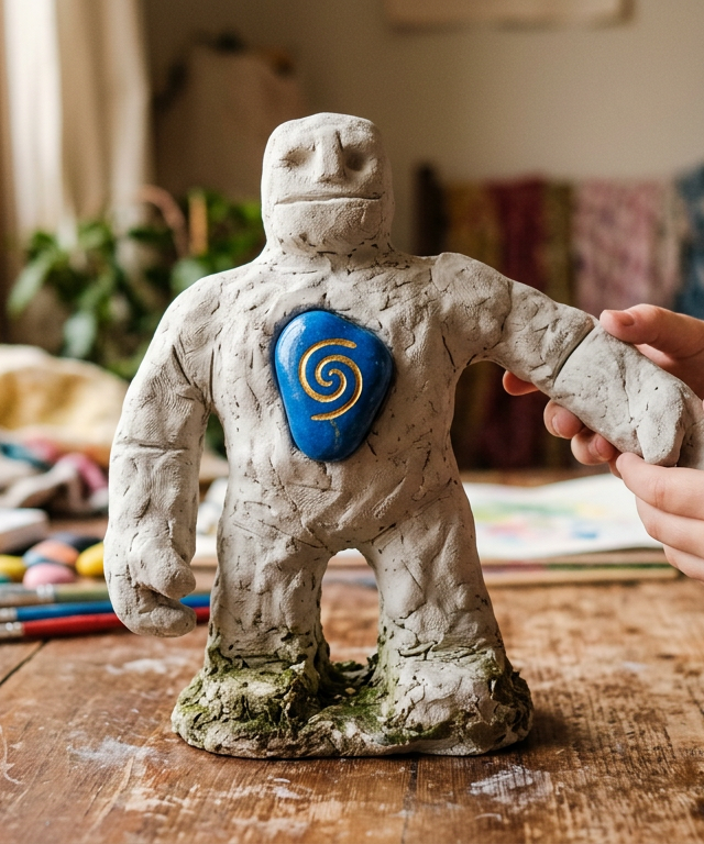 Sculpted Clay Golem Guardians with Runestone Hearts — Fantasy & Characters activity for ages 6–10 years (indoor, 180 min)