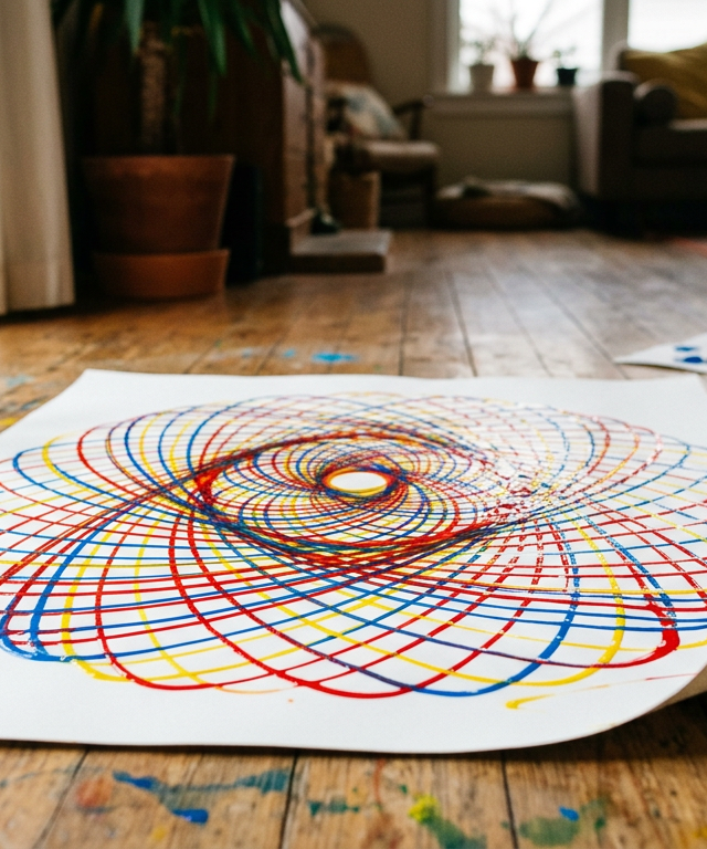 Spirograph-Style Pendulum Painting Machine — Numbers & Math activity for ages 5–10 years (outdoor, 60 min)