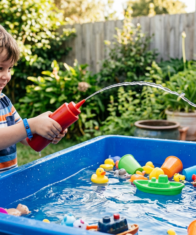 Squeeze Bottle Target Blast — Water Play activity for ages 4–8 years (outdoor, 25 min)