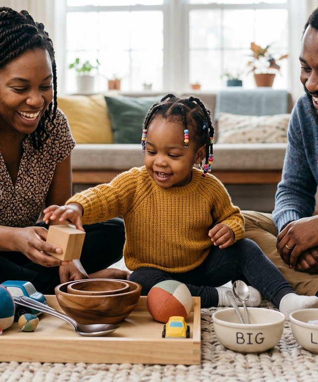 Big-Little Size Sort Tray — Toddler (12–36 months) activity for ages 24–30 months (indoor, 15 min)