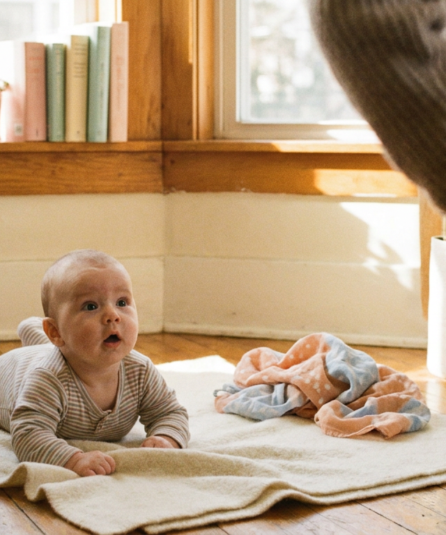Bell & Blanket Peek-a-Boo — Baby (0–12 months) activity for ages 1–3 months (indoor, 5 min)