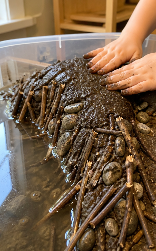 Beaver Dam Engineering Water Table Challenge — Animals activity for ages 4–8 years (indoor, 60 min)