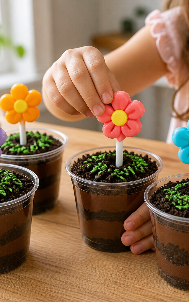 Blooming Flowerpot Pudding Cups — Cooking & Baking activity for ages 4–8 years (indoor, 20 min)