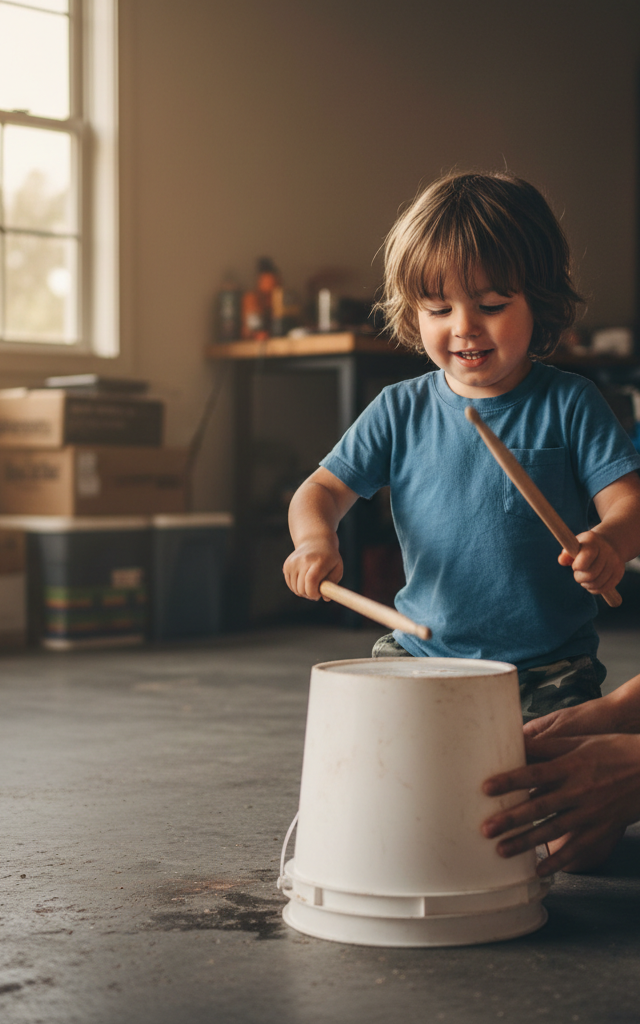 Five-Gallon Bucket Drum Freestyle — Music activity for ages 4–10 years (indoor, 30 min)