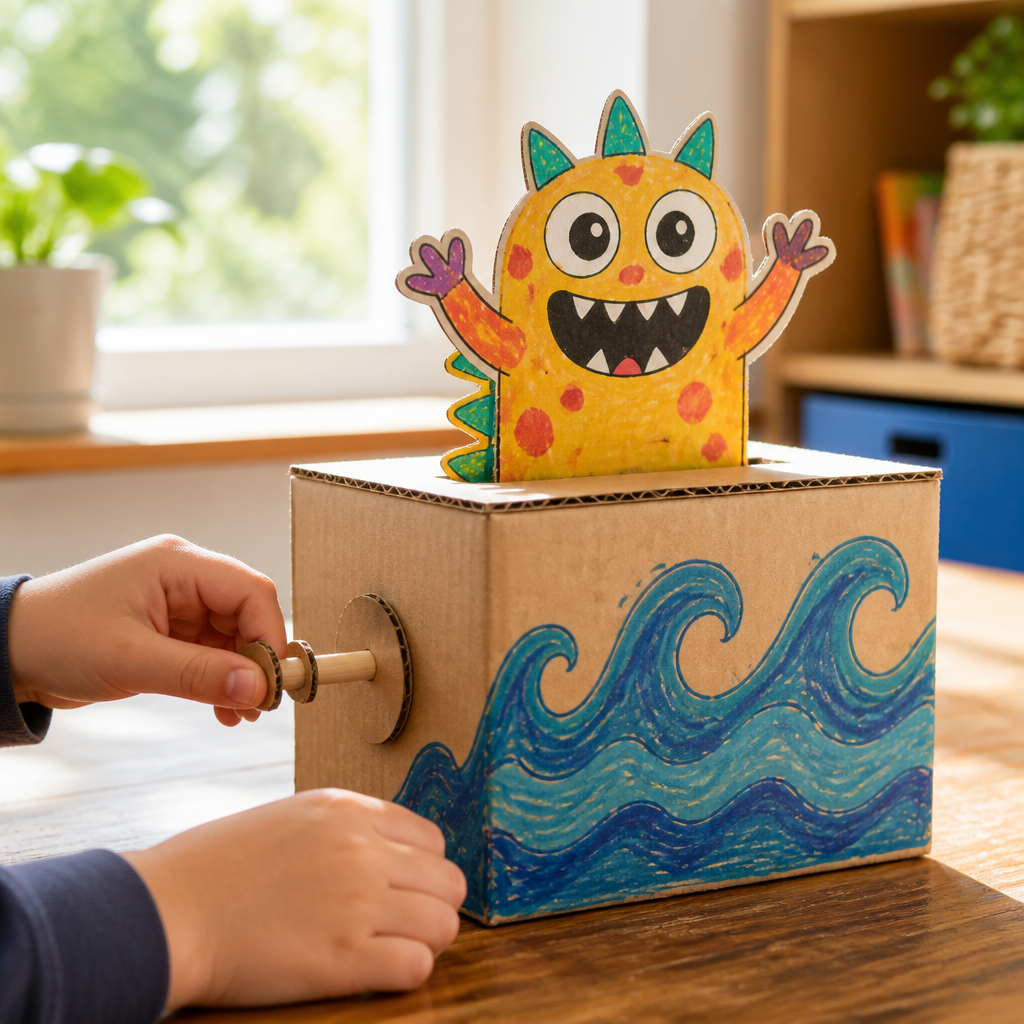 Cardboard Automata with Moving Cam Mechanisms — Construction & Engineering activity for ages 8–12 years (indoor, 75 min)