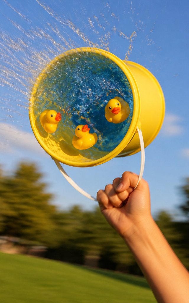 Centripetal Force Spinning Bucket of Wonder — Science Experiments activity for ages 8–12 years (outdoor, 20 min)