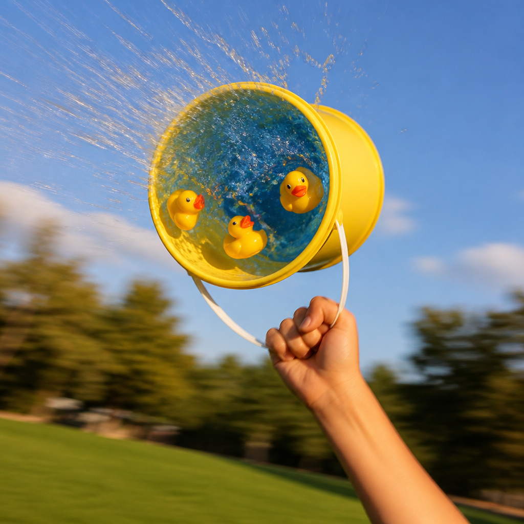 Centripetal Force Spinning Bucket of Wonder — Science Experiments activity for ages 8–12 years (outdoor, 20 min)