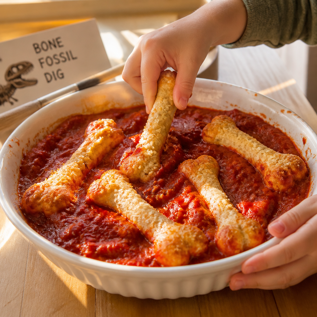 Cheesy Breadstick Bone Fossil Dig — Cooking & Baking activity for ages 5–9 years (indoor, 50 min)
