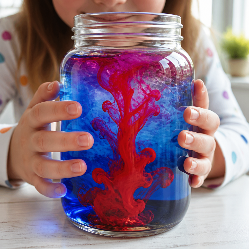 Convection Current Color Whirlpool in a Jar — Science Experiments activity for ages 6–10 years (indoor, 15 min)