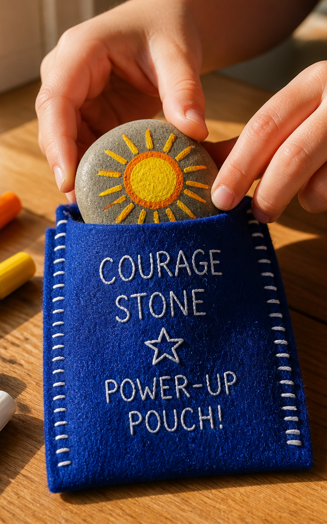Courage Stone Power-Up Pouch — Building Character activity for ages 6–10 years (indoor, 60 min)