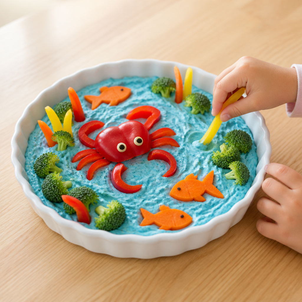 Edible Coral Reef Veggie Critter Dip — Cooking & Baking activity for ages 5–9 years (indoor, 45 min)
