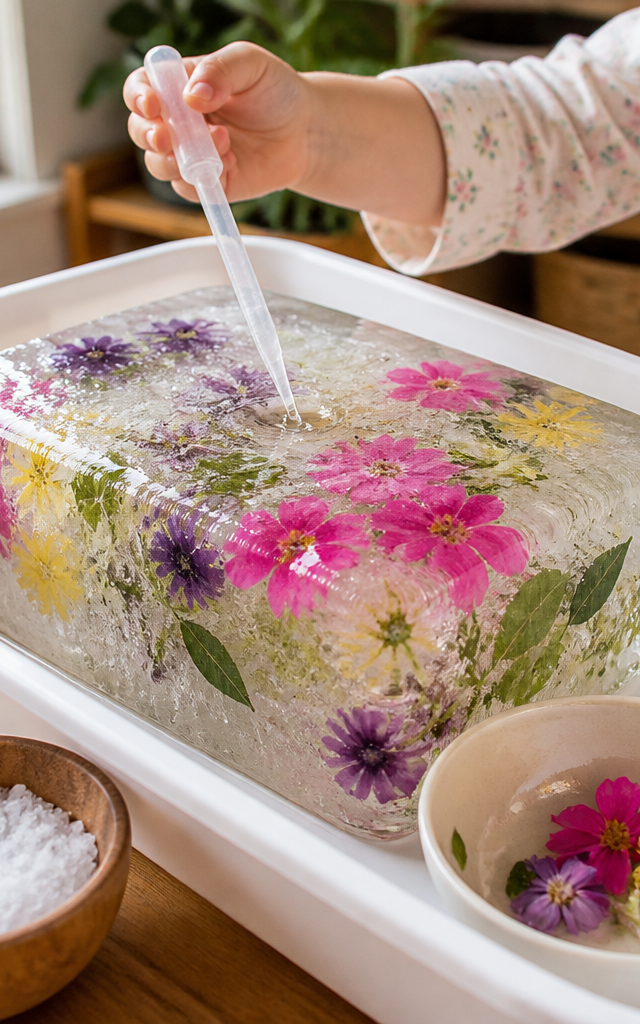 Frozen Flower Garden Ice Block Excavation — Sensory Play activity for ages 4–8 years (indoor, 420 min)