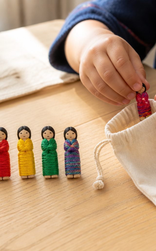 Guatemalan Worry Dolls to Whisper Troubles Away — Building Character activity for ages 6–10 years (indoor, 45 min)