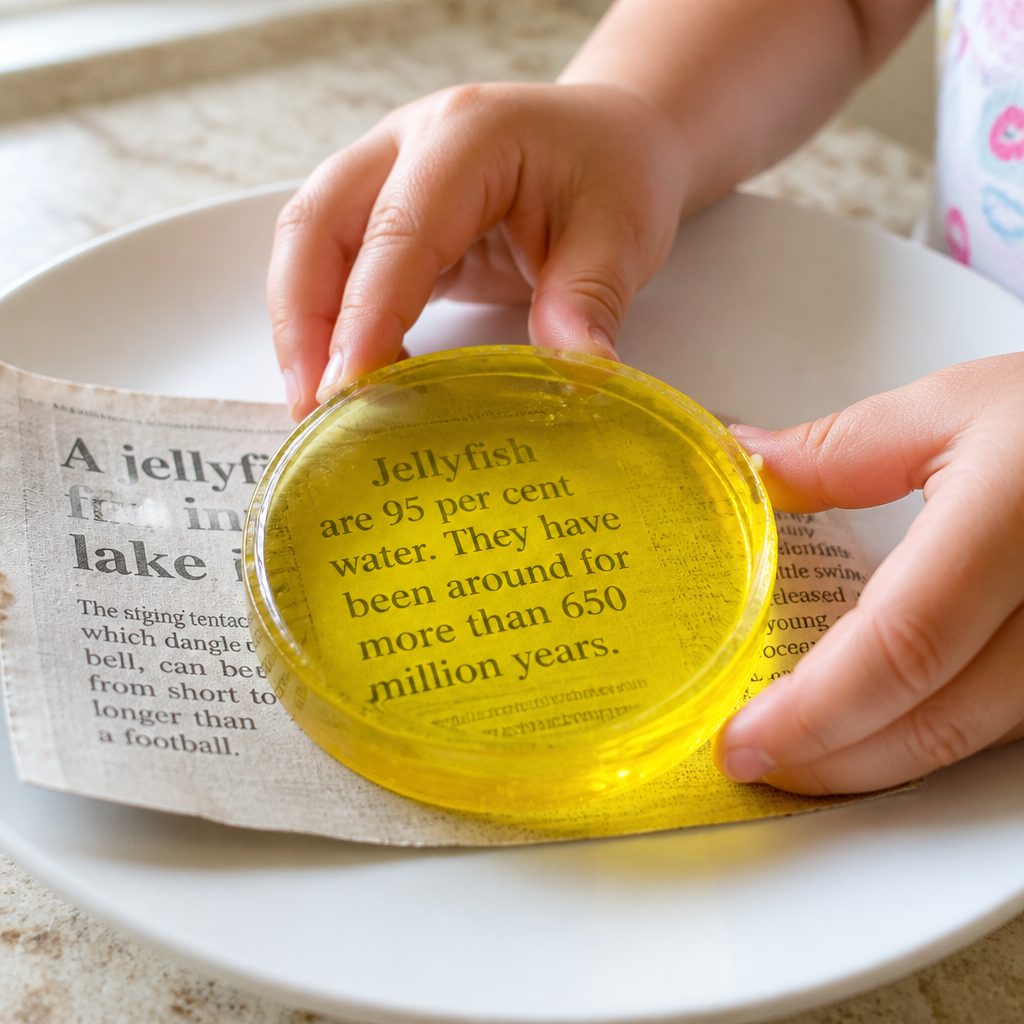 Jiggling Jello Lens Magnifying Glass Snack — Cooking & Baking activity for ages 5–9 years (indoor, 120 min)