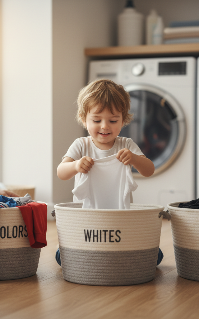 Laundry Color Sorting with Baskets — Life Skills activity for ages 3–7 years (indoor, 20 min)