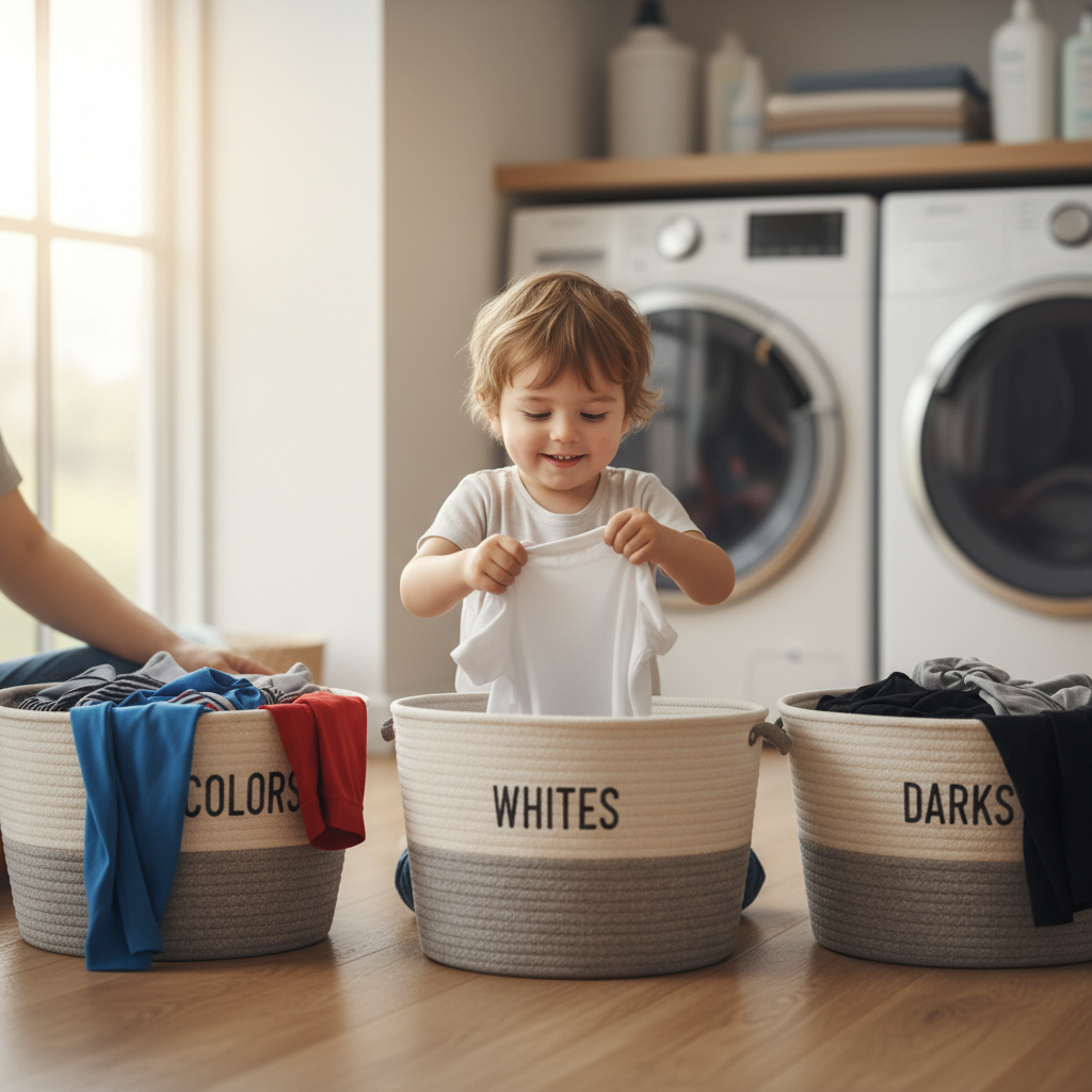 Laundry Color Sorting with Baskets — Life Skills activity for ages 3–7 years (indoor, 20 min)