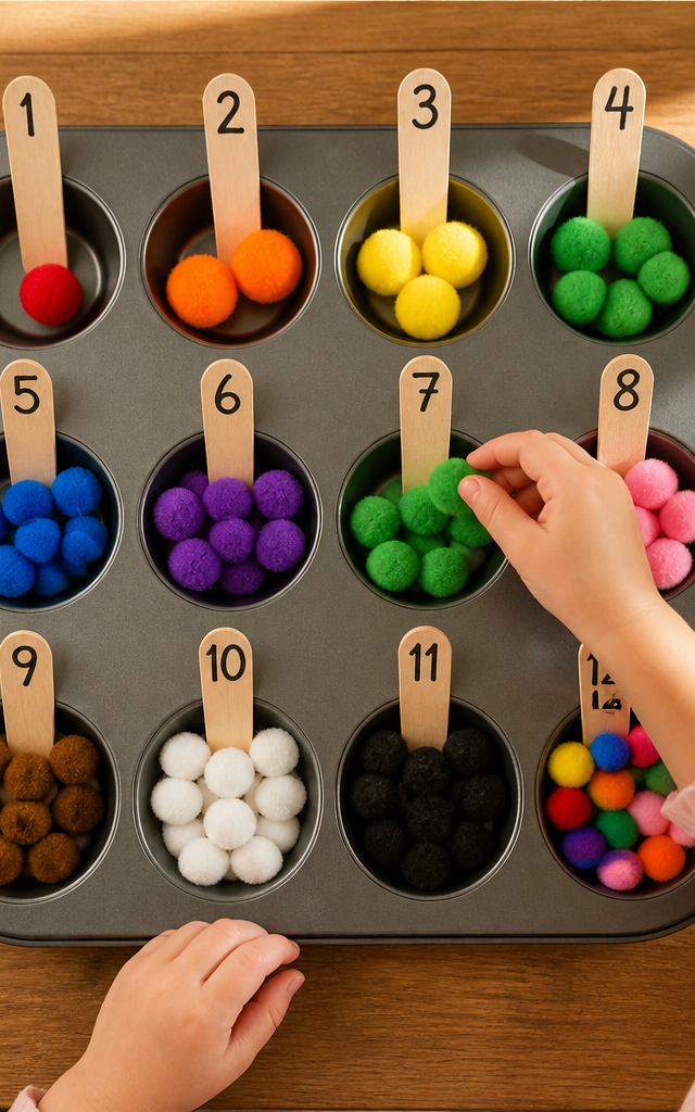Muffin Tin Abacus Counting Frame — Numbers & Math activity for ages 4–6 years (indoor, 30 min)