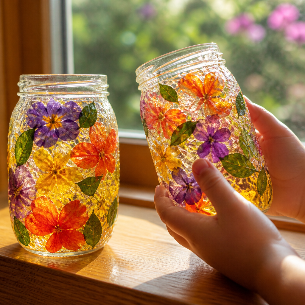 Nature's Confetti Sun Catcher Jars — Arts & Crafts activity for ages 5–9 years (indoor, 90 min)