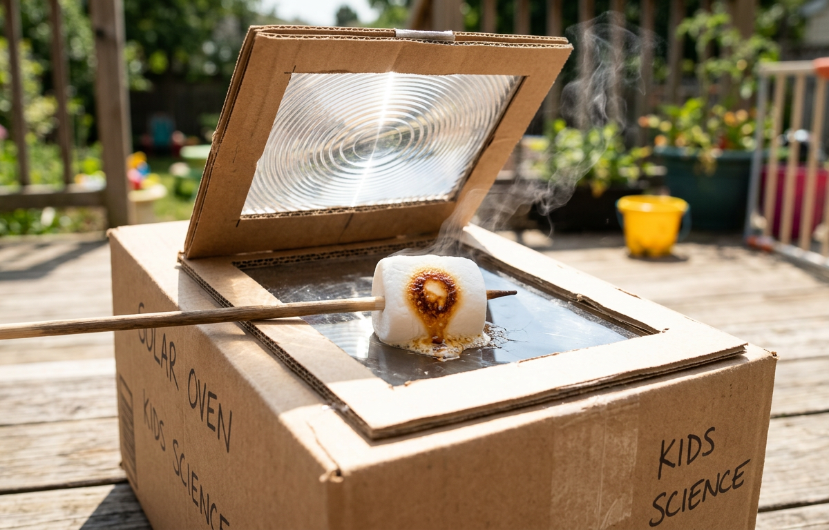 Chasing Sunbeams Solar Marshmallow Melting Fresnel Lens Station — Science Experiments activity for ages 8–12 years (outdoor, 45 min)