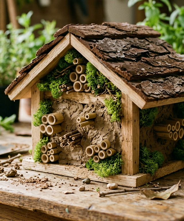 Muddy Microbe Hotels with Bark Roof Shingles — Nature & Outdoor Play activity for ages 5–10 years (outdoor, 60 min)
