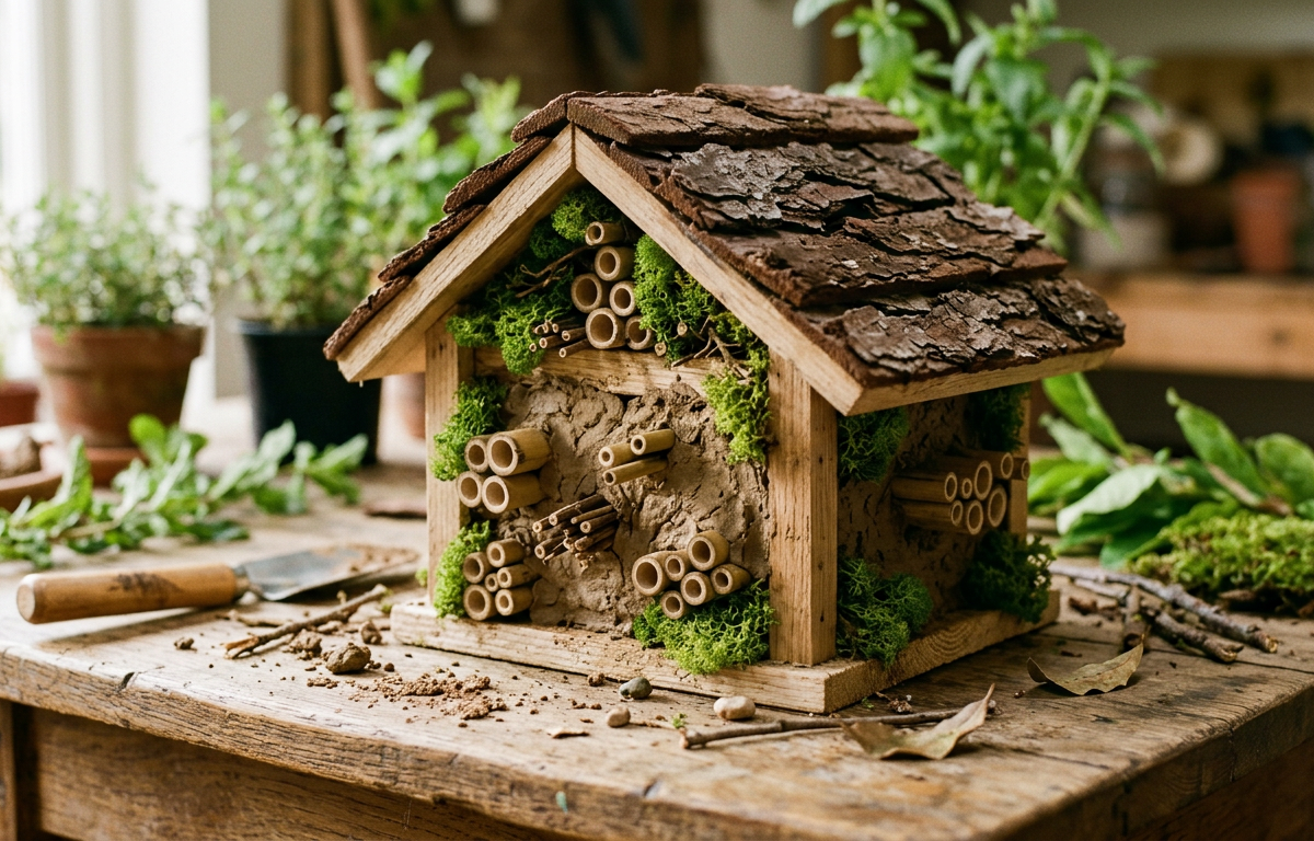 Muddy Microbe Hotels with Bark Roof Shingles — Nature & Outdoor Play activity for ages 5–10 years (outdoor, 60 min)