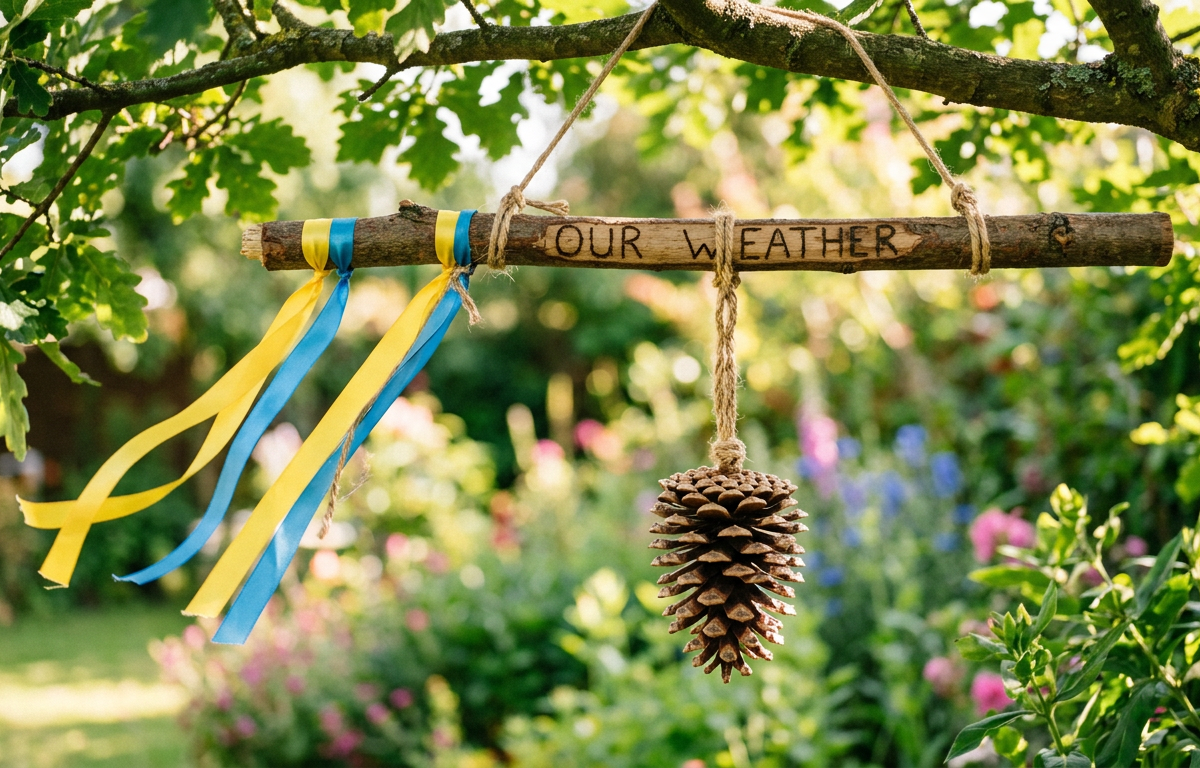 Pinecone Weather Station with Fluttering Ribbon Wind Indicators — Nature & Outdoor Play activity for ages 5–10 years (outdoor, 45 min)
