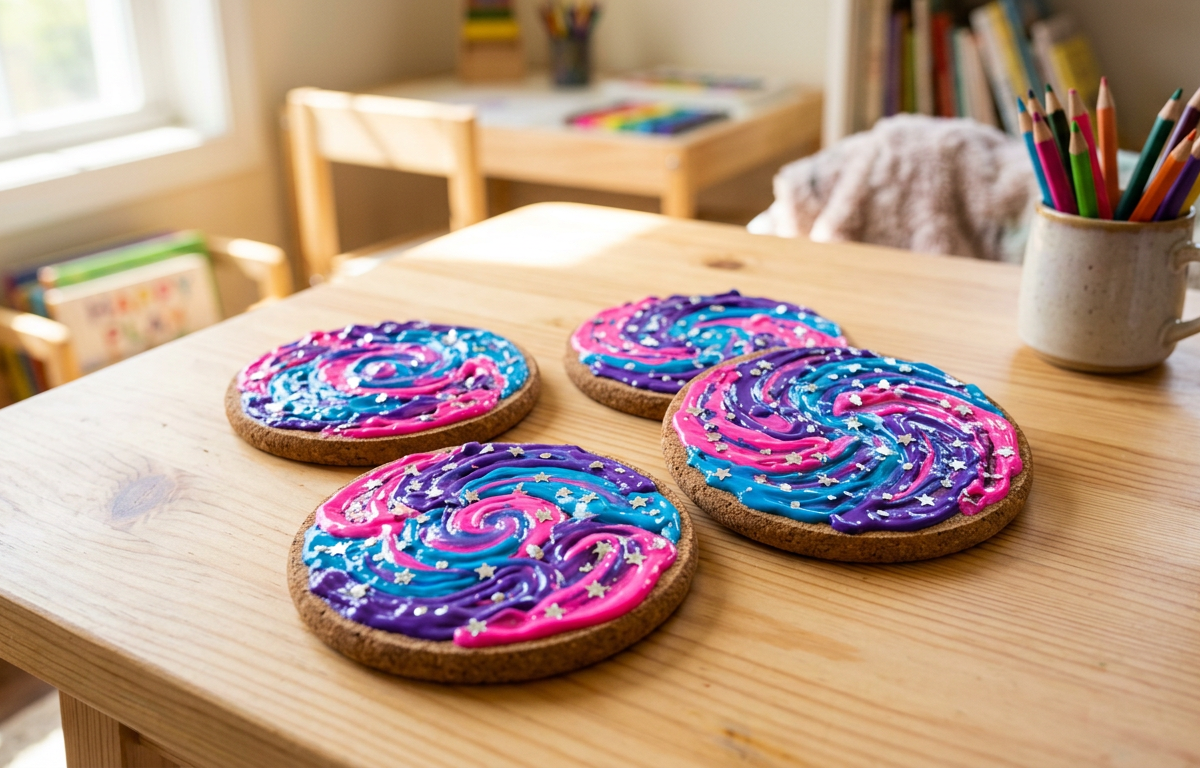 Puffy Paint Cosmic Nebula Coaster Set — Arts & Crafts activity for ages 5–10 years (indoor, 60 min)