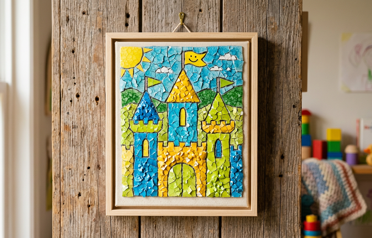 Royal Crushed Eggshell Mosaic Castle Wall Tapestries — Arts & Crafts activity for ages 6–12 years (indoor, 60 min)