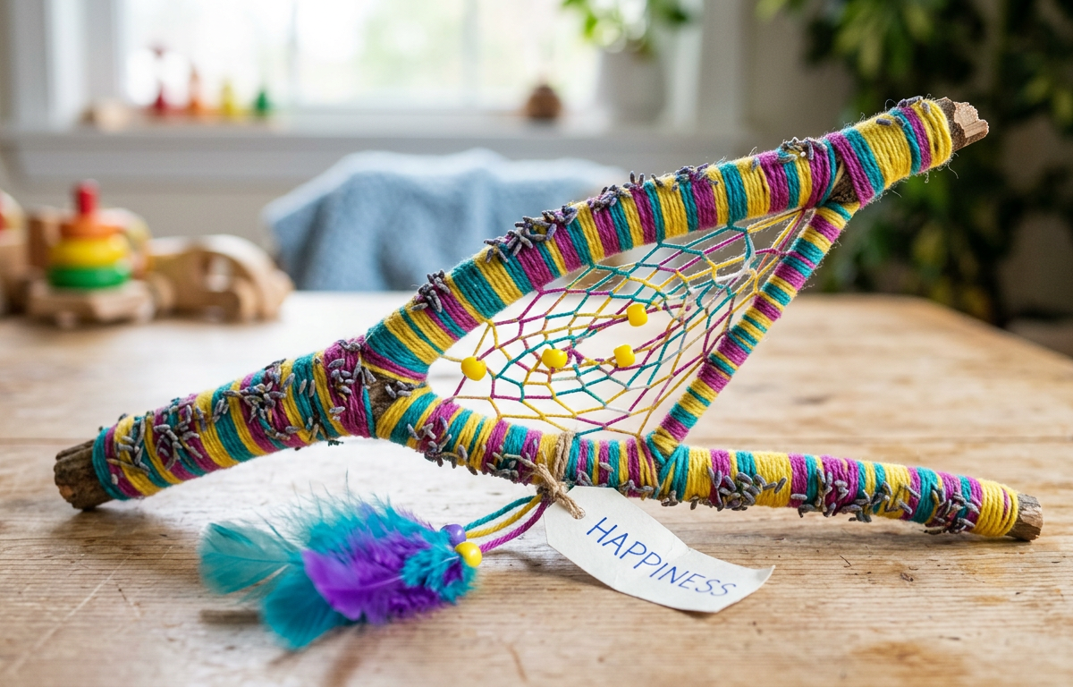 Scented Lavender Thread-Wrapped Wish-Catching Branches — Arts & Crafts activity for ages 6–11 years (indoor, 45 min)