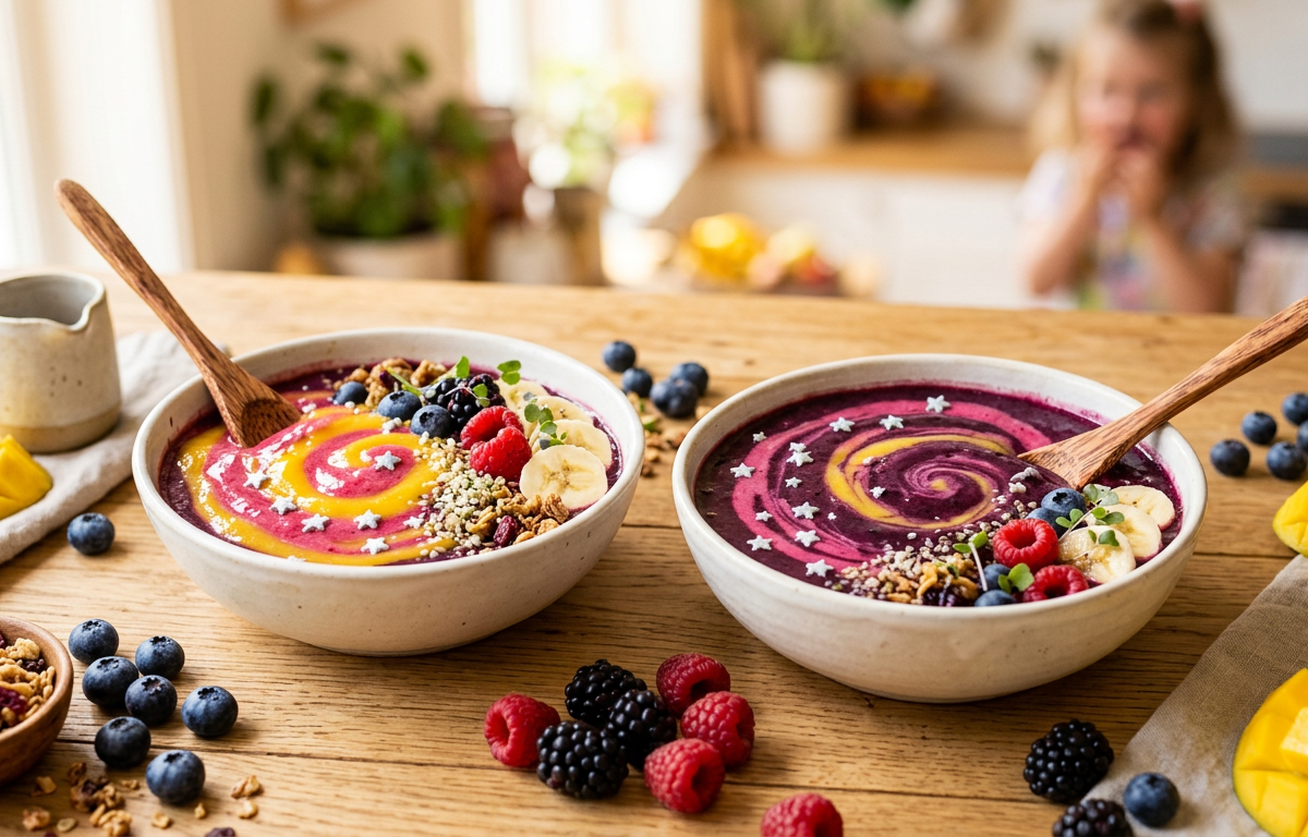 Swirling Cosmic Milky Way Berry Smoothie Bowls — Cooking & Baking activity for ages 5–10 years (indoor, 35 min)