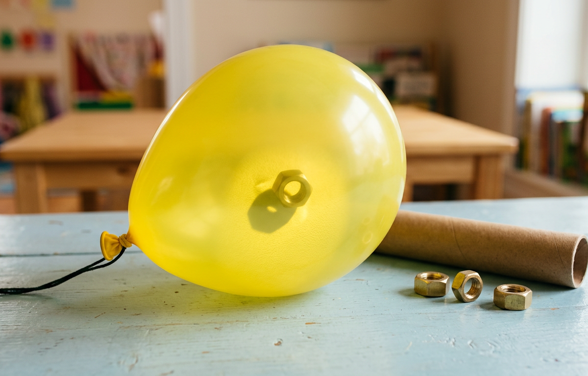 The Screaming Balloon Brass Hex Nut Acoustic Booster — Science Experiments activity for ages 6–11 years (indoor, 35 min)